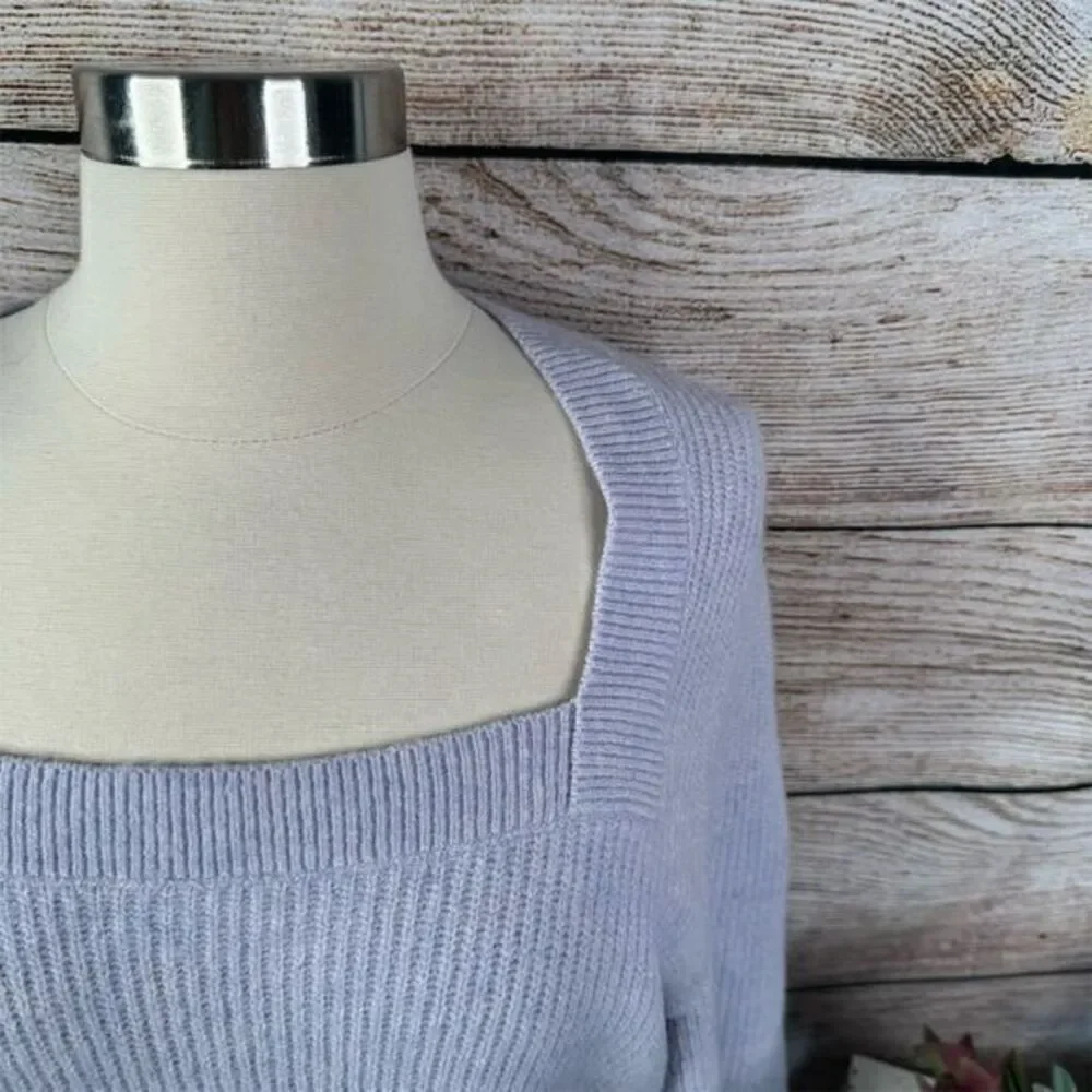 Madewell Lilac Square-Neck Wool Pullover Sweater Coziest Yarn‎ Size Large